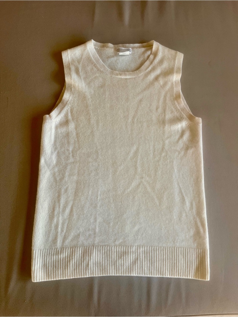 J. Crew Women’s Cream Sleeveless Crewneck Sweater 100% Cashmere | Size Medium